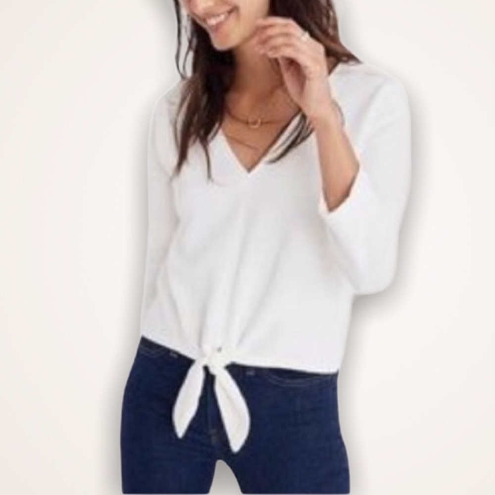 Madewell Textured Tie-Front Top Size M NWOT